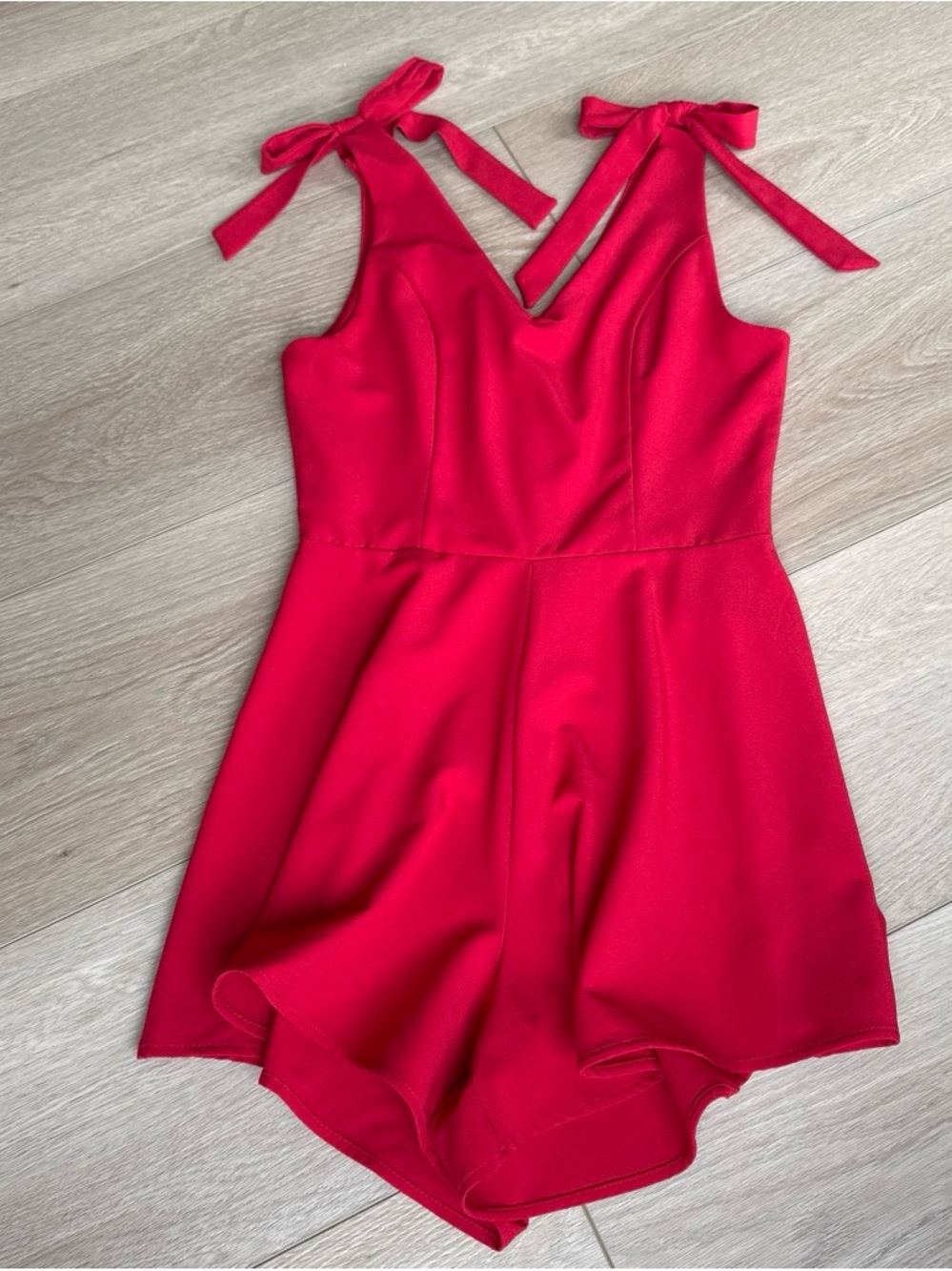 Altar’d State Red Tie-Shoulder One-Piece Romper